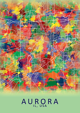 Aurora IL USA City Map