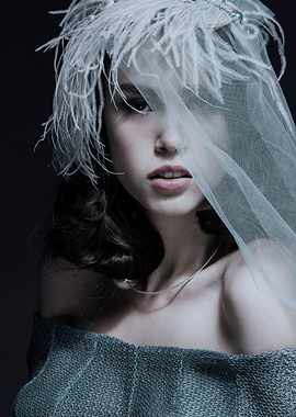 veiled woman on black