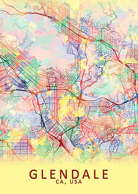 Glendale CA USA City Map
