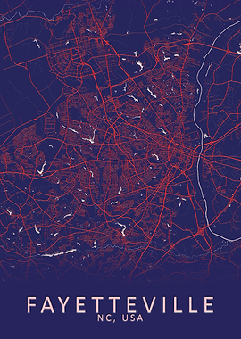 Fayetteville USA City Map