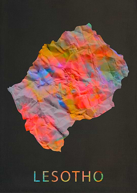 Lesotho Tie Dye Map