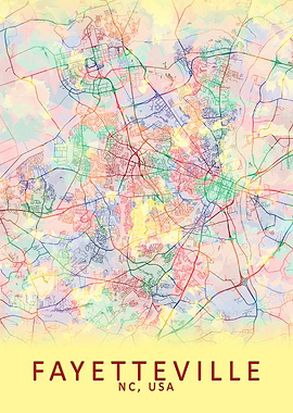 Fayetteville USA City Map