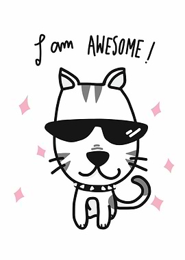 I am awesome cat cartoon