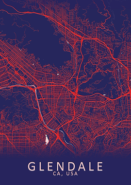 Glendale CA USA City Map