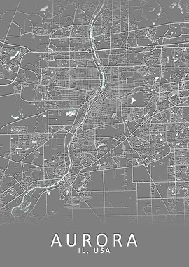 Aurora IL USA City Map