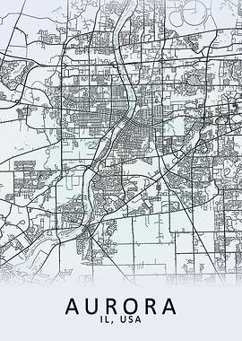 Aurora IL USA City Map