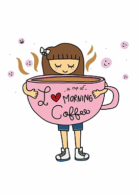 Woman with big coffee cup