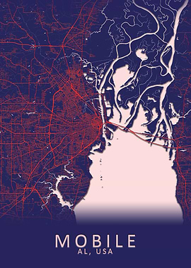 Mobile AL USA City Map