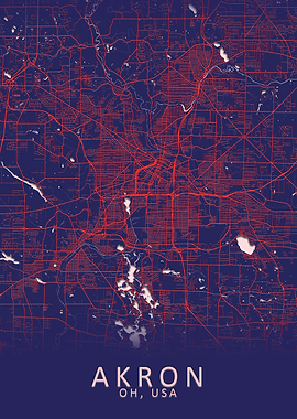 Akron OH USA City Map