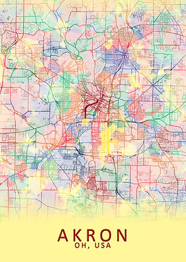 Akron OH USA City Map