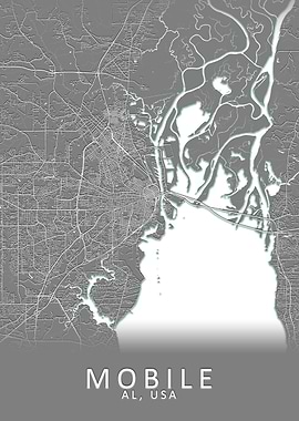Mobile AL USA City Map