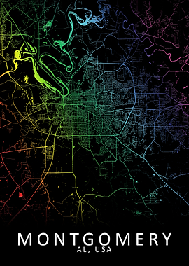 Montgomery AL USA City Map