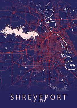 Shreveport LA USA City Map