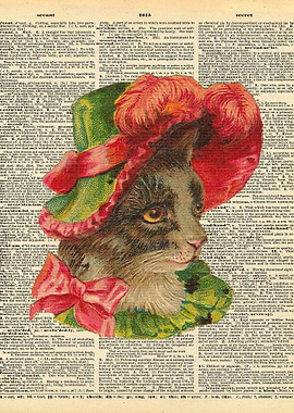Cat with Fancy Hat on Dict