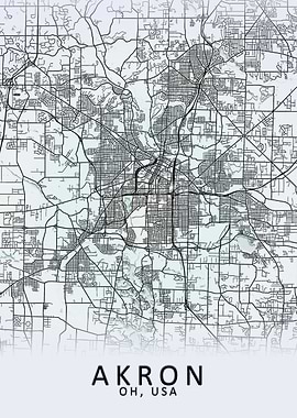 Akron OH USA City Map