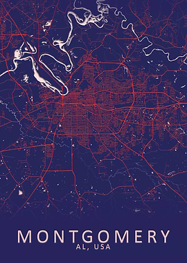 Montgomery AL USA City Map