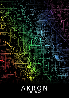 Akron OH USA City Map