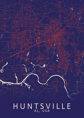Huntsville AL USA City Map