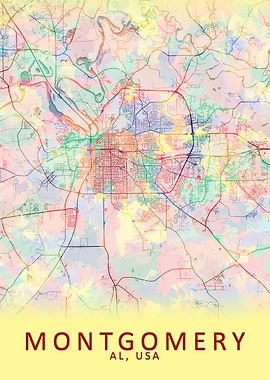 Montgomery AL USA City Map