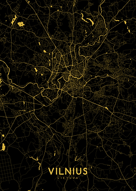 Vilnius map gold