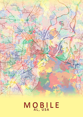 Mobile AL USA City Map