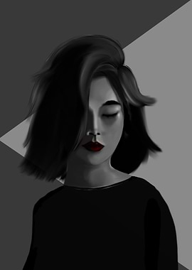 red lips black white woman