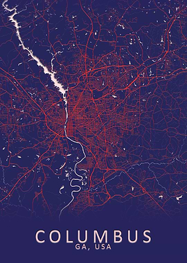 Columbus GA USA City Map