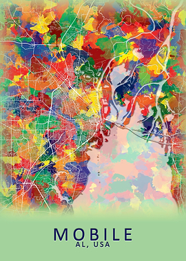 Mobile AL USA City Map