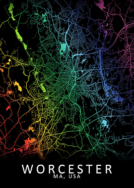 Worcester MA USA City Map