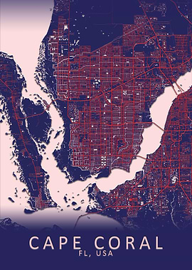 Cape Coral FL USA City Map