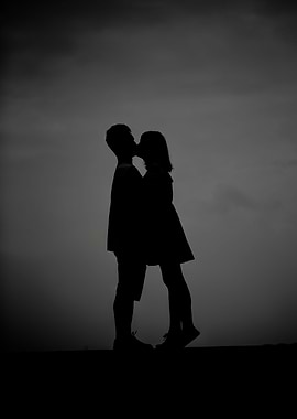 Romantic couple back lit