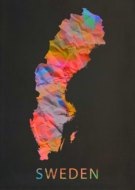 Sweden Tie Dye Map Country