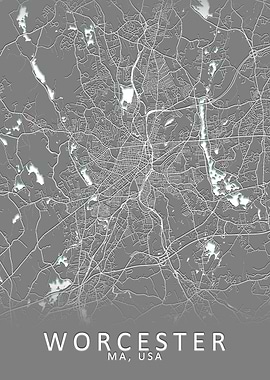Worcester MA USA City Map
