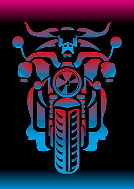 stylized biker bull