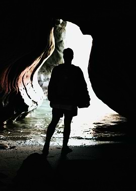 Man inside a cave