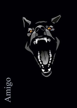 stylized angry dog