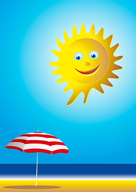 Sun sea and umbrella