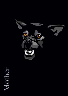 stylized angry dog