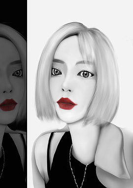 red lips on BW women