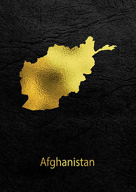 Golden Map Art Afghanistan