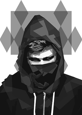 Alan Walker WPAP Grayscale