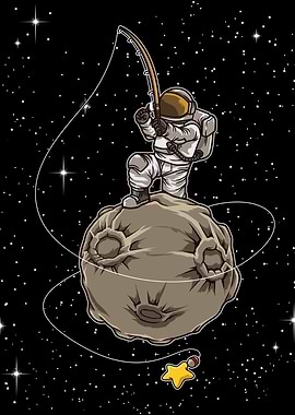 Astronaut Fishing Stars