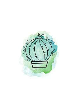 Cute watercolor cactus