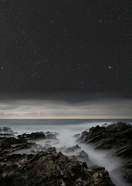 Night sky over the coast
