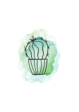 Cute watercolor cactus