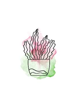 Cute watercolor cactus