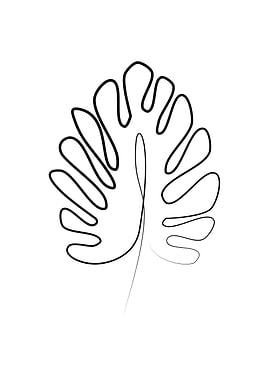 One line monstera leaf