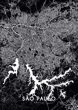 Sao Paulo map black