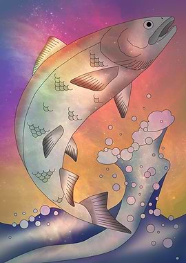 Jumping Alaskan Salmon