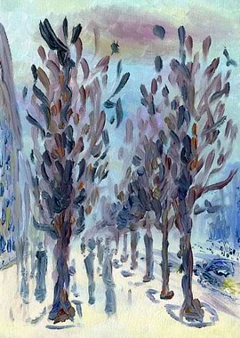 Rainy Street With Trees